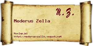 Mederus Zella névjegykártya